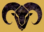 The Saturnyne Ram, an early symbol of the XVIII Legion adopted during the earliest stages of the Great Crusade before the discovery of Vulkan.