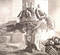 An ancient pict-feed capture of an Osiron Dreadnought during the Scouring of Prospero