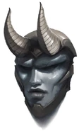 Solitaire's Mask -- cruel and unsettling, this mask reflects the exaggerated androgynous features of Slaanesh in all their daemonic grandeur
