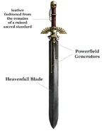 The Sword of Secrets, wielded by Supreme Grand Master Azrael. This ancient sword is traditionally wielded by the Supreme Grand Master of the Dark Angels.