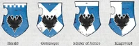 The honoured members of a Questor Imperialis house's Exalted Court each bear a specific design on their tilting plate, on top of which their house's icon is emblazoned.