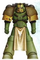 Mantis Warriors Veteran Sergeant Audamus in Mark IV Maximus Pattern Power Armour; note the loincloth bearing the Chapter's Sigil of Prophecy