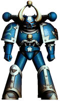 A Chaos Space Marine of The Faithless, a large Alpha Legion warband based on the Battleship Anarchy's Heart, formerly lead by the Chaos Lord Arkos the Faithless, though the warband is now believed destroyed and Arkos captured, a prisoner of the Dark Angels Chapter