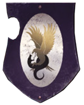 House Devine livery shield of the Questoris Knight Paladin Argent Sabre