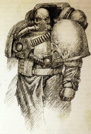 Подвергшийся хирургическим «улучшениям» космодесантник Детей Императора.Примечания: После Резни в Зоне Высадки Дети Императора пережили нечто похожее на экзистенциальный кризис. Примарх Фулгрим на долгие месяцы отстранился от легиона по причинам, которые тогда оставались неясными