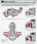 Grey Knights Stormraven displaying the secretive Chapter's common aviation markings.