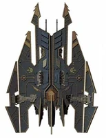 A Chaos Harbinger super-heavy bomber of an unknown Chaos Space Marine warband, dorsal view.