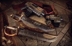 Two  used by  of the  in 's , alongside a  and a , as depicted in .