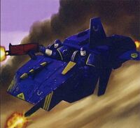 An ancient Land Speeder of the Ultramarines Legion during the Battle of Calth.