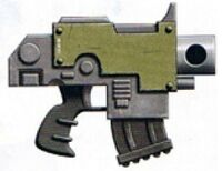 Ultima Mark II Pattern Bolt Pistol used by the Raptors Chapter.