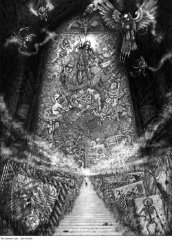 A stylised depiction of the  leading to the  and the Golden Throne.