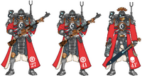 Skitarii Vanguard from the Forge World of Mars; Skitarii infantry usually have their squad number emblazoned upon the hem of their robes