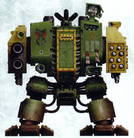 A Hellfire Dreadnought of the Mantis Warriors Space Marine Chapter