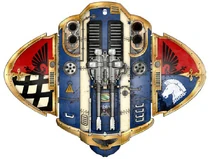 Knight Paladin Ever-Stalwart (top view). Note: Quartered tilting plate is the symbol of the office of Kingsward.