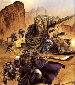 A Tallarn officer directing an artillery battery.