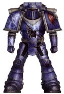 Pre-Heresy Night Lords Legionary in a variant of Mark II Crusade Power Armour.