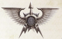 A Vexilla; the Cohorts of the Solar Auxilia carried into battle standards and banners; the icon used by all Imperial Army units -- the variant shown here is specific to the Solar Auxilia units; the central plaque mounts the Cohort's numeral