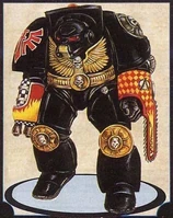 A Dark Angels Legion Pre-Deathwing Terminator wearing original Legion colours.