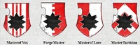 A Questor Mechanicus house's Barons Prime each sport a specific design on their tilting plate commensurate with their rank, displayed behind their house's icon.