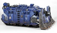 A Vindicator of the Ultramarines Chapter, side view