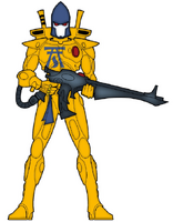 An Iyanden Guardian. Iyanden's world-rune, representing the shrine and flame of Asuryan, is sometimes worn upon the breast of its warriors as a symbol of renewed hope for their people's fate.