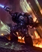 A Wolf Priest of the Chapter in combat