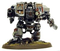 A Mark IV Doomglaive Dreadnought armed with a Psycannon and a Nemesis Doomglaive.