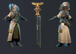 A Primaris Psyker assigned to serve with the  armed with a  and  as rendered for .