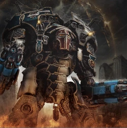 A Warmaster-class Titan in combat against the foe.