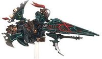 A Drukhari Reaver Arena Champion on his customised Jetbike