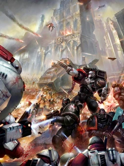 Captain Kayvaan Shrike holding the T'au's Fire Caste long enough for the other Space Marines to evacuate.