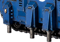 Close up view of the Stalker's hydraulic stabilisers.