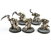 A squad of Deathshroud Terminator outfitted in Cataphractii Pattern Terminator Armour