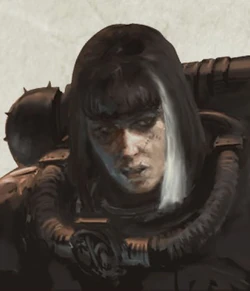 A battle-sister of the Order of the Glowing Chalice.