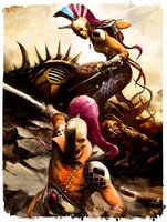A Harlequin Troupe unleashes their dance of death against their foes.