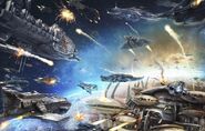 Империя Тау ведет космическое сражение с Империумом