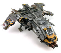 A Fire Raptor Gunship of the Iron Warriors Legion