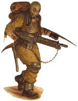 A soldier of the Vraksian Traitor Militia (active 809-830.M41)