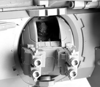 The Fire Raptor's hull-mounted ball turret, armed with a Quad Heavy Bolter; note that the armoured viewport is open