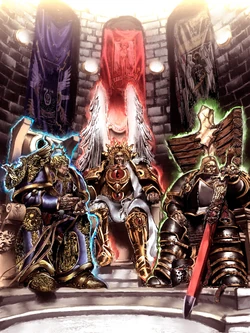 Робаут Жиллиман, Сангвиний и Лев Эль'Джонсон на Макрагге