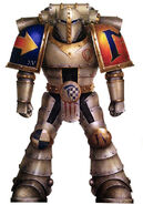 A Pre-Heresy Terran Astartes of the unnamed pre-Prosperine XV Legion wearing limited production variant Mark II Stygian Pattern Power Armour, produced as a temporary measure to cover spiralling demand from the Space Marine Legions