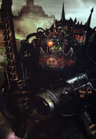 An Ork Nob outfitted in Mega-Armour