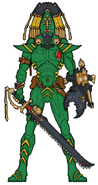 Striking Scorpions Exarch of the Obsidian Claw Shrine. Like all Exarchs, they are often marked out by the arrangement of colours on their sensor mane bundles.