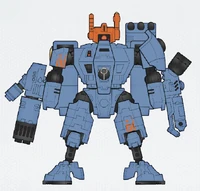 Shas'vre Tuloss of the Sa'cea Sept, wearing an XV8 Crisis Battlesuit armed with a Flamer, Fusion Blaster and Missile Pod