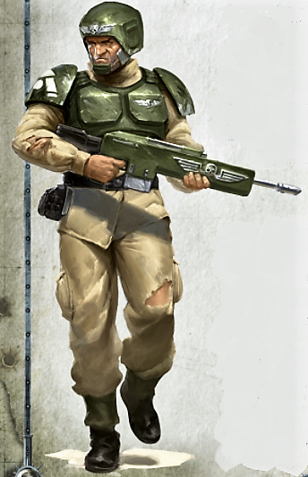 Astra Militarum Imperial Guard Cadian Shock Troop Lasgun & Arms A
