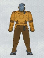 Shas'vre Dasir of the T'au Sept, one of the first recruits for Aun'Va's "Ghosts of N'dras" program, wearing combat fatigues and a battlesuit harness.