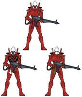 Guardian squad members sometimes display personal flourishes and honour-markings, such as the black chevrons upon the Saim-Hann Guardian's torso, bottom left.
