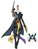 A Harlequin Troupe Master of Light -- the Troupe Master's symbol is often an outline rather than a solid shape