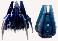 A size comparison between the standard Drop Pod and the Anvillus Dreadclaw.