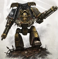 A Tigers Argent relic Contemptor Dreadnought assigned to the Deathwatch.
